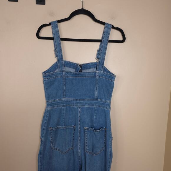 Hollister Medium Wash Denim Front Zip Overall Jumpsuit Size S - Picture 6 of 10